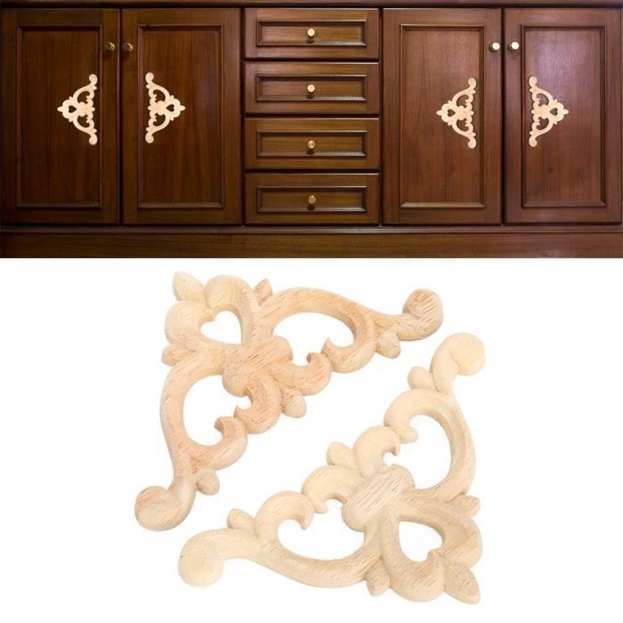 En bois sculpté incrustation de surface appliqué non peinte cadre porte de meuble decal