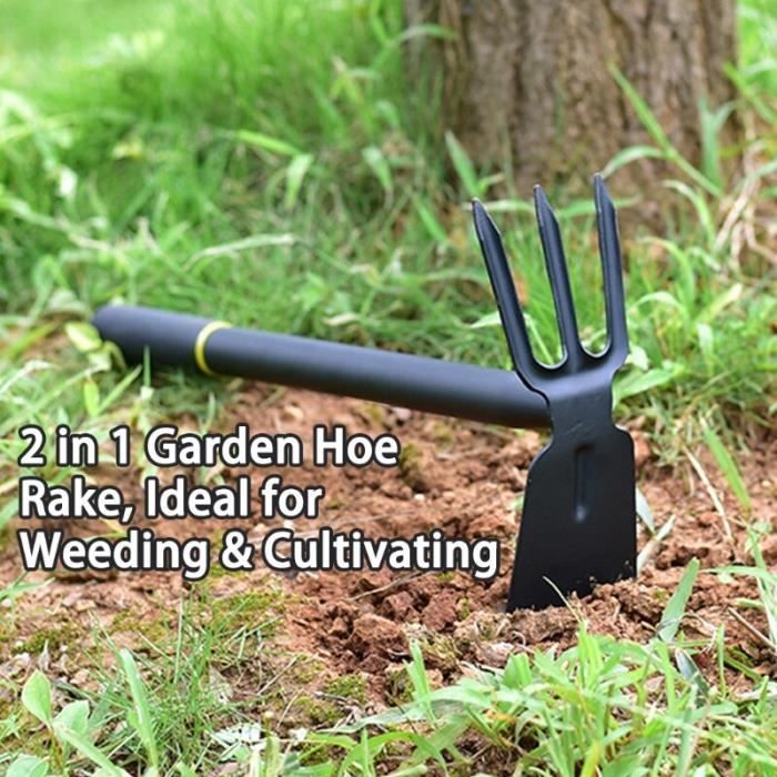 Binette Jardin Double Face Avec Manche Réglable 1,5 M - Griffe Et Lame Acier, Pour Désherber, Gratter, Enlever Mousse Et Neige - 4