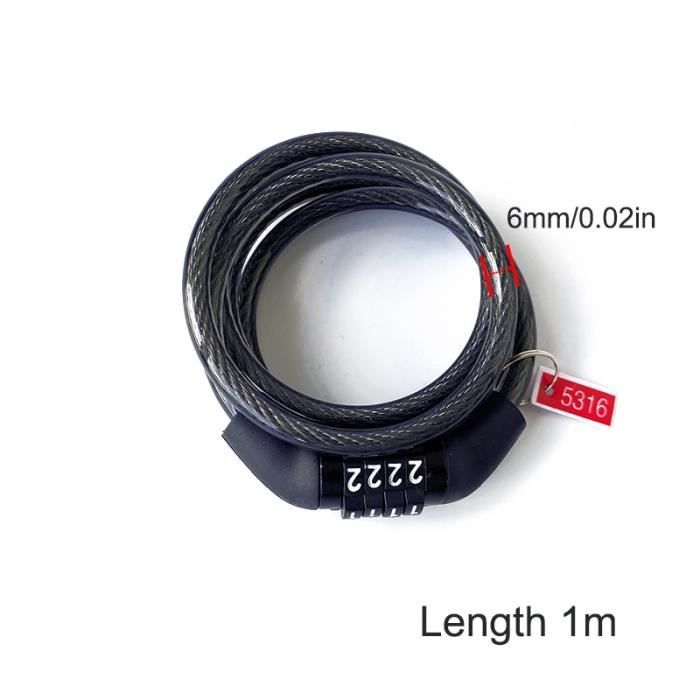 ANTIVOL A CABLE SPIRALE 8 mm - 150 cm AVEC SUPPORT