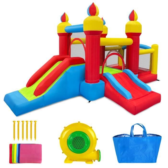 Aufun château gonflable piscine toboggan pour enfants balançoire