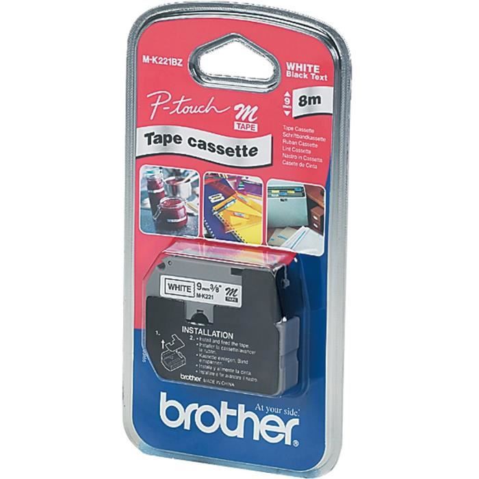 Ruban Brother - Noir/Bleu - Rouleau 09cm x 8m - Compatible avec PT-55 PT-65 PT-90