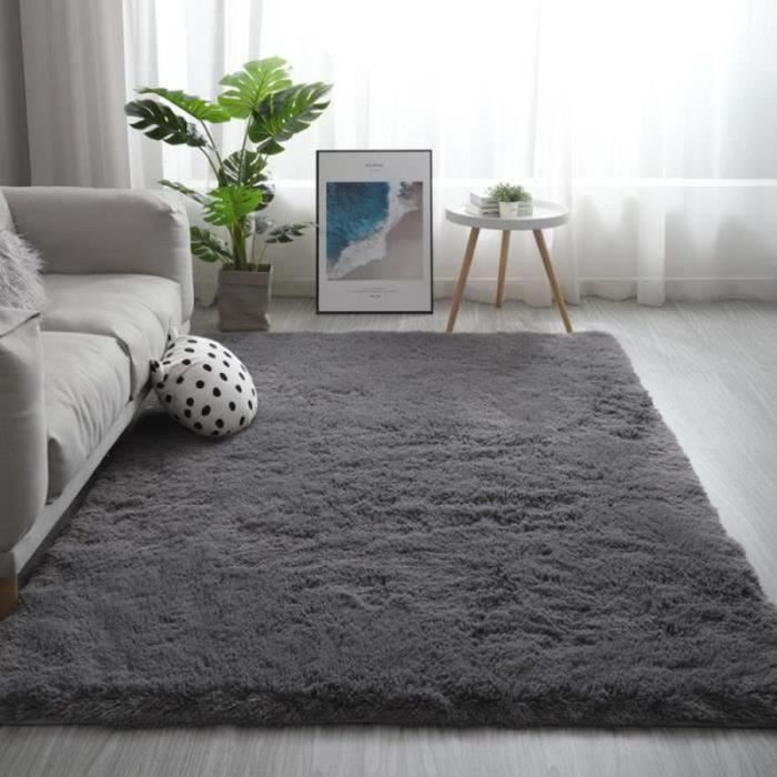 Tapis Shaggy Gris Clair 160x230 Cm – Salon, Chambre – Poils Longs