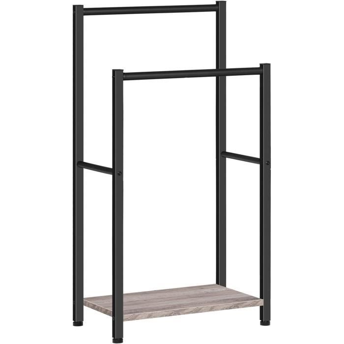 Porte-Serviettes Sur Pied Yawinhe – 3 Barres – Acier Inoxydable Noir – 90 Cm – Pour Salle De Bain, Chambre, Salon