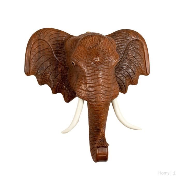 Tête D'Éléphant Décorative Murale Style Fontaine - Sculpture En Résine Dorée Pour Jardin Et Extérieur