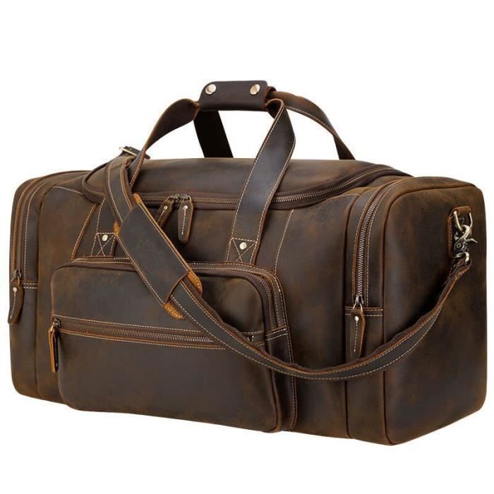Sac De Voyage KDHD1 Large Travel Bag Leather Vintage Style Luggage Bags Men Male Duffle Bags
