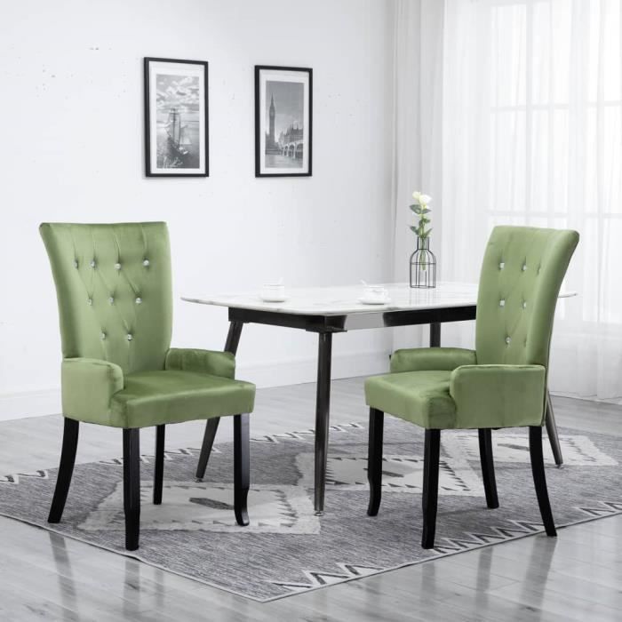 famirosa chaise de salle à manger avec accoudoirs vert clair velours-463