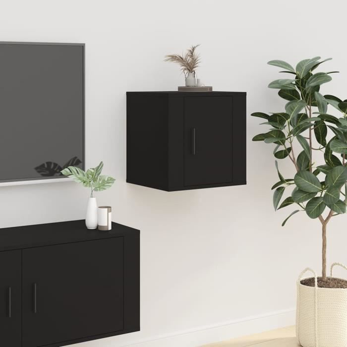 famirosa meuble tv mural noir 40x34,5x40 cm-642
