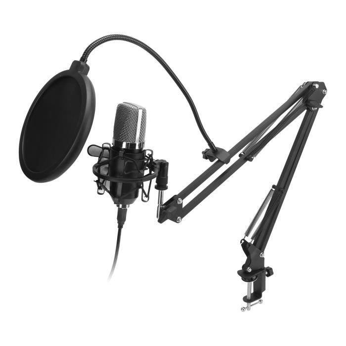 Microphone à Condensateur Cardioïde BM-900 - Idéal Podcast, Enregistrement Studio, Avec Support Et Mousse Anti-pop