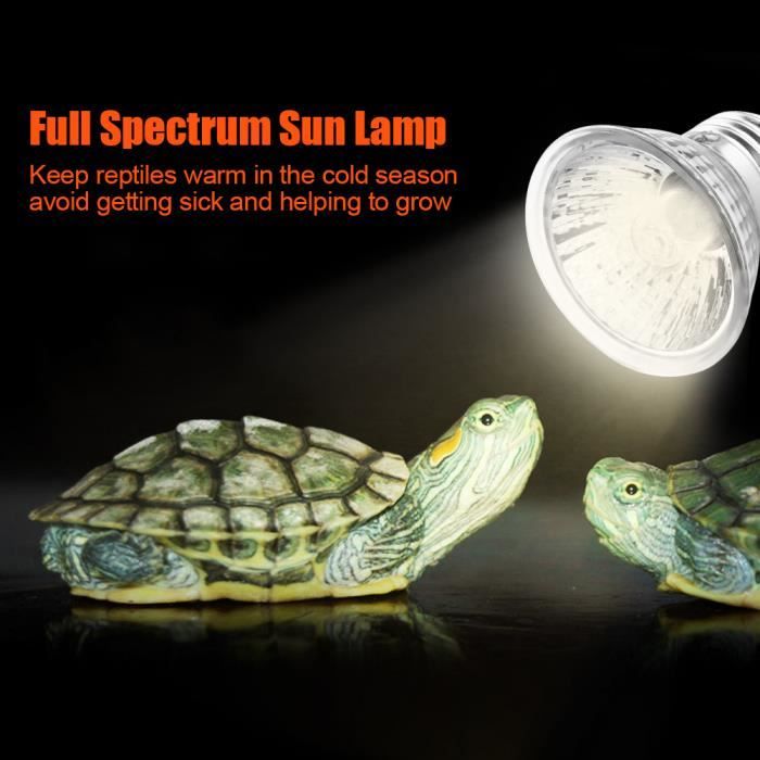 Lampe Tortue Terrestre Chauffante Reptiles pour Aquarium Éclairages 25W UVA UVB avec Base Longue 360° Rotation (avec Ampoule) Y A9