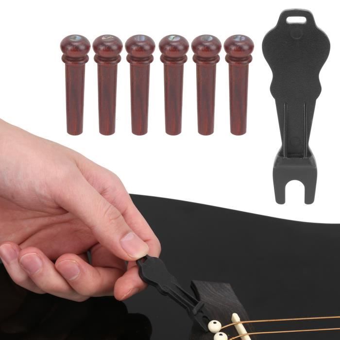 6 Broches De Pont Pour Guitare Acoustique - En ébène Et Coquille D'ormeau - Accessoire Remplacement élégant Et Haute Qualité