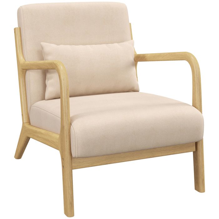 HOMCOM - Fauteuil de salon - velours (100 % polyester) - 61x78x76cm - Beige