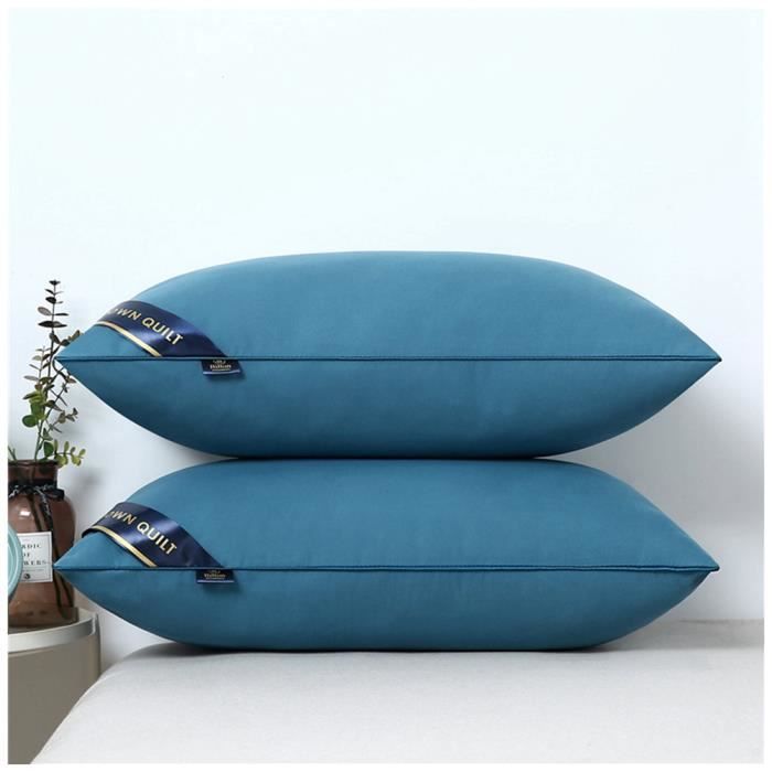 MISSMAO Oreiller 48x74 Lot de 2 pour Le Lit Coussins pour Dormir et Décoratifs Antiallergiques Anti-Acariens et Rafraichissant Rectangulaire Oreillers de Lit,Blanc,48x74cm(500g