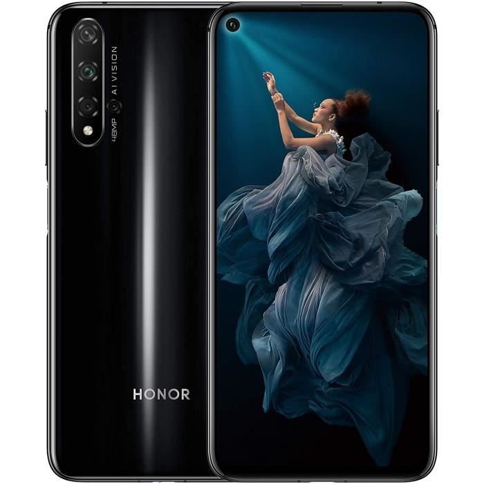 HONOR  20 Smartphone 6 Go 128 Go Affichage plein &eacute;cran 626 pouces Cam&eacute;ra Quad AI 48 MP et cam&eacute;ra selfie int&eacute;gr&eacute;e 32 MP Dual SIM 
