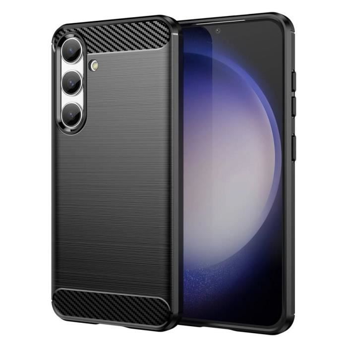 Coque pour Samsung Galaxy S24 5G - housse etui silicone gel carbone + film ecran - NOIR