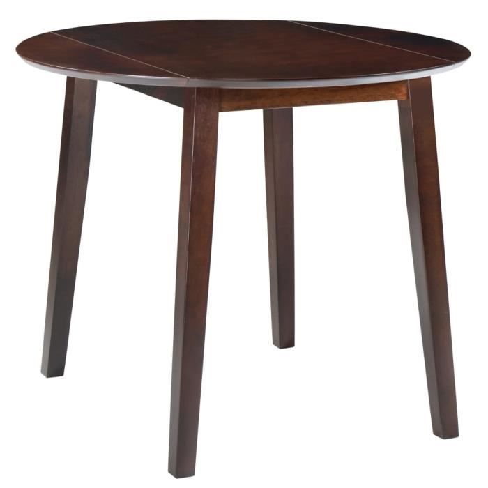 PAI® Table de salle à manger ronde à abattant MDF Marron 110054