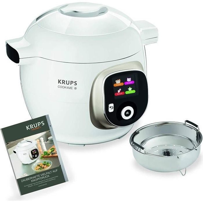 Krups cz7101 Multicuiseur cook4me Plus, 4 l, 1200 W, Blanc-Gris