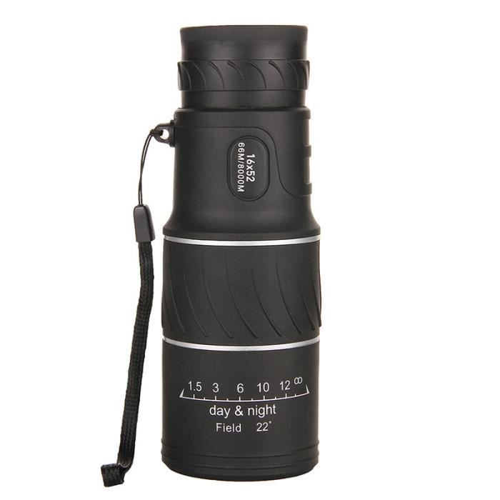 Monoculaire 16x52 Avec Vision Nocturne – Télescope Compact Pour Camping Et Plein Air