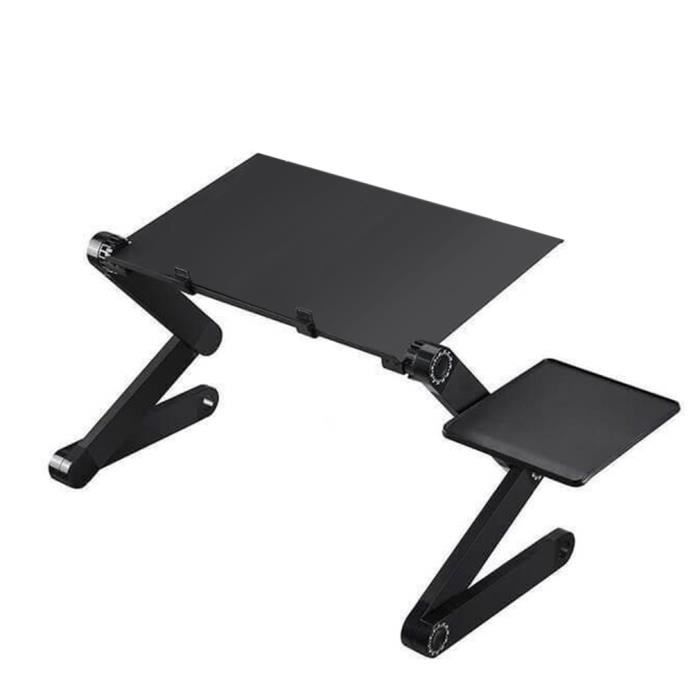 Table dordinateur avec Support Clavier Coulissant Montage simple fonctions multiples Table travail sur lit 48*27 cm
