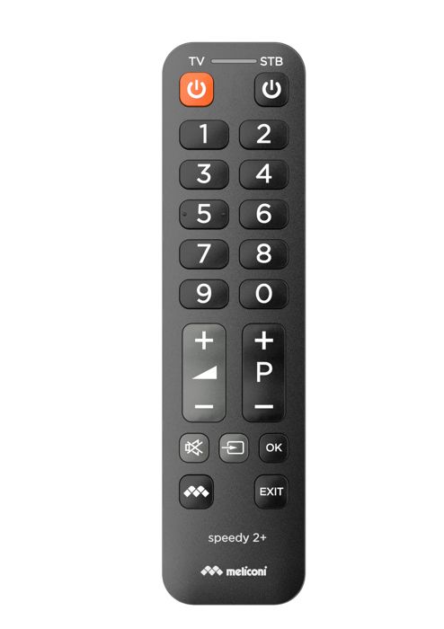 Meliconi - Télécommande universelle SPEEDY 2+ - Clavier numérique simplifié et touche extra large - Pour TV + 1 décodeur TNT ou SAT