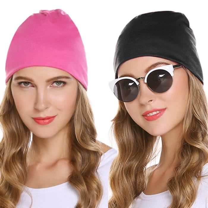 Bonnet De Nuit Pour Femme En Coton Avec Beanies Doux Pour Cancer Du Cheveu Chimio 2 Pack 1bn9a5 Taille M Noir Cdiscount Pret A Porter