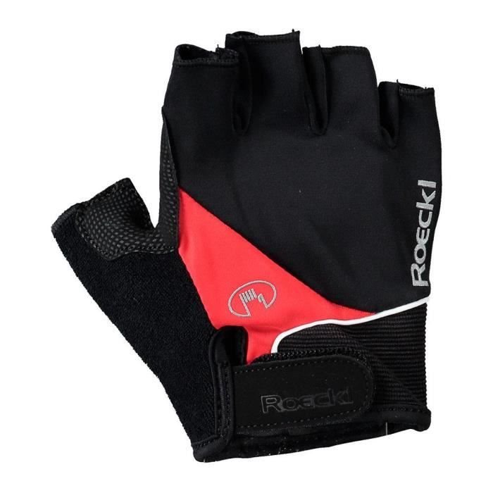 Gants de vélo pour homme ROECKL Napoli - Rouge/noir - Respirant - Rembourrage en mousse ergonomique