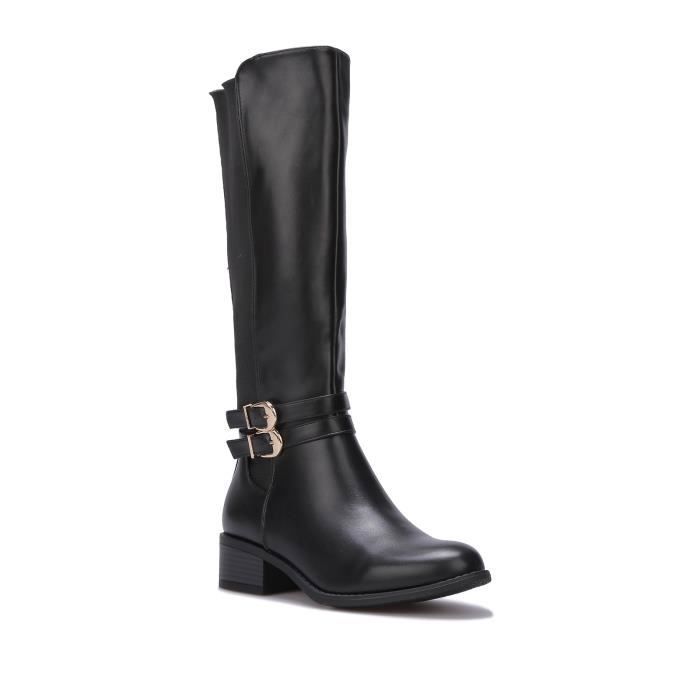 Bottes cavalières stretch à boucles