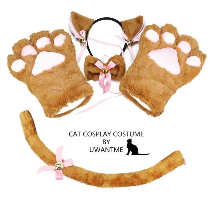 Cosplay Chat Costume Chaton Queue Oreilles Collier Pattes Gants Anime Lolita Gothique Ensemble Marron Marron Cdiscount Pret A Porter