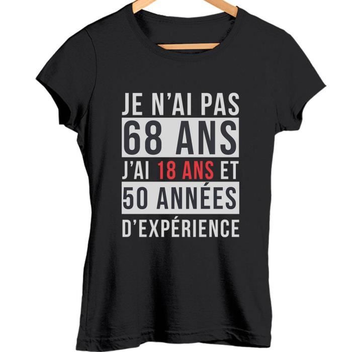 Tee-shirt Rétro Noir Femme 18ème Anniversaire Since 18 Ans Impression  Française et Fait Main