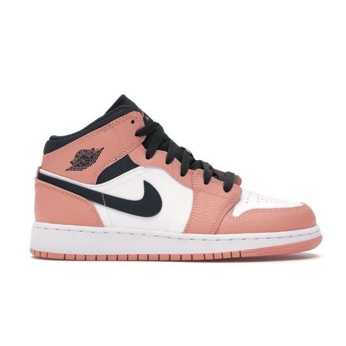 Basket Nike Air Jordan 1 Mid Pink Quartz（GS）Chaussure pour ...