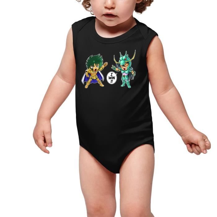 Body Bebe Sans Manches Noir Parodie Saint Seiya Shiryu Du Dragon Et Shura Le Chevalier D Or Du Capricorne Traduction Body Bebe Noir Cdiscount Pret A Porter