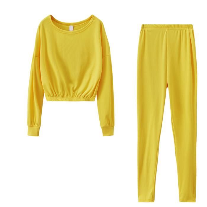 Sweat à Capuche De Couleur Unie Et Pantalon De Survêtement Pour Femmes