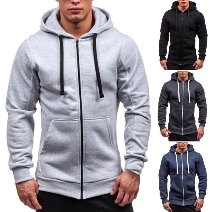 Sweat Homme Sans Capuche à Fermeture Éclair 1/5 Décontracté - M-4XL, Confort Hiver