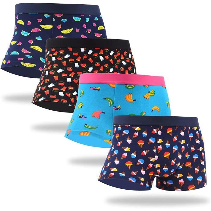 BOXER SHORTY Shorty Homme Coton Slip Colore Calecon a Motif Drole 4 Packs 467 Deun00101 Cdiscount Pret a Porter
