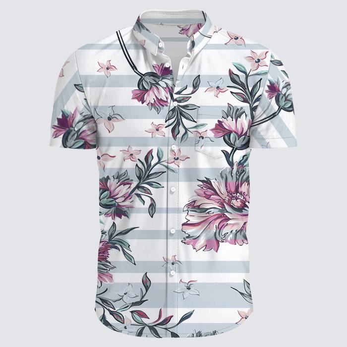 Chemise Homme En Satin Imprimé 3D - Manches Courtes - Style Carnaval Décontracté - Taille Normale, Matière Polyester/élasthanne