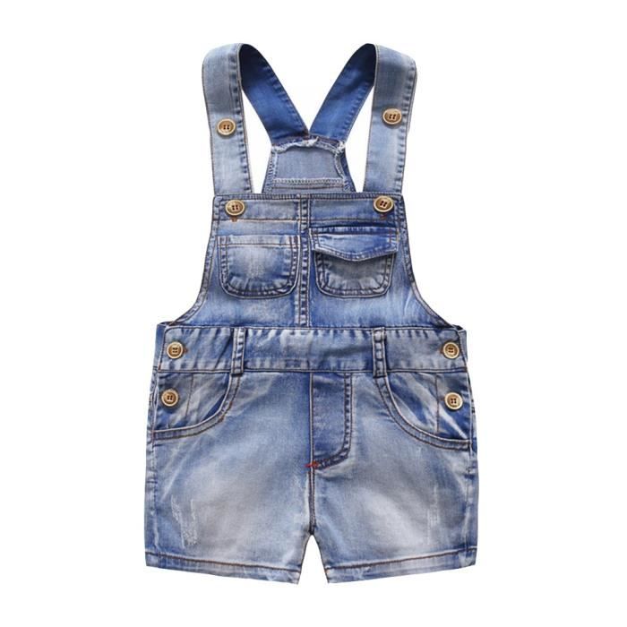 KIDSCOOL SPACE Salopette Jean Bébé Lapin Mignon - Denim Extensible Rayé - 3 Mois à 4 Ans