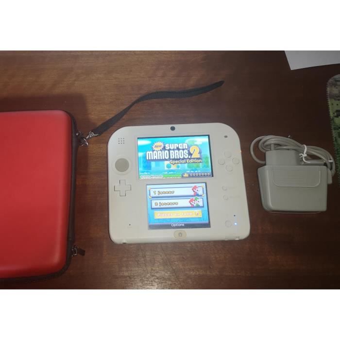 CONSOLE NINTENDO 2DS Rouge et blanc + New Super Mario Bros 2 +Housse de transport