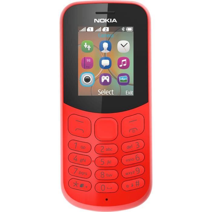 Téléphone Nokia 130 Double SIM Rouge - Barre - 4,57 cm (1.8\