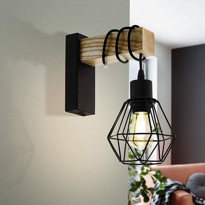 Applique Murale Industrielle avec Bois