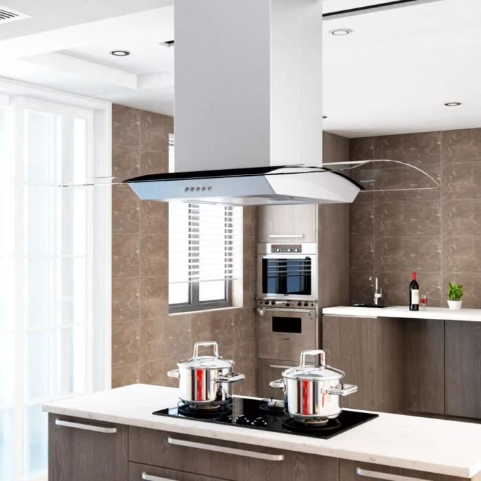 Hotte îlot Hotte aspirante tactile Hotte aspirante cuisine90 cm Acier