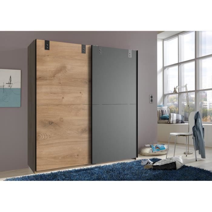 Armoire Design 2 Portes Coulissantes Chene Poutre Rechampis Graphite L180 X H198 X P64 Cm Achat Vente Armoire De Chambre Armoire Design 2 Portes Chene Soldes Sur Cdiscount Des Le 20 Janvier Cdiscount