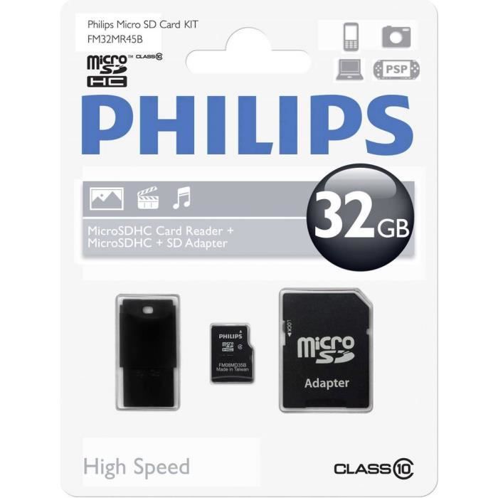 Carte mémoire flash - PHILIPS - FM16MP45B/00 - 16 Go - Class 10 - UHS-I Carte mémoire flash - PHILIPS - FM16MP45B/00 - 16 Go - Class 10 - UHS-I