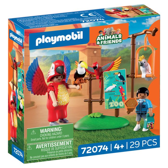 PLAYMOBIL 72074 Zoo : Mascotte perroquet coloré & enfant univers miniature 29 pièces dès 4 ans