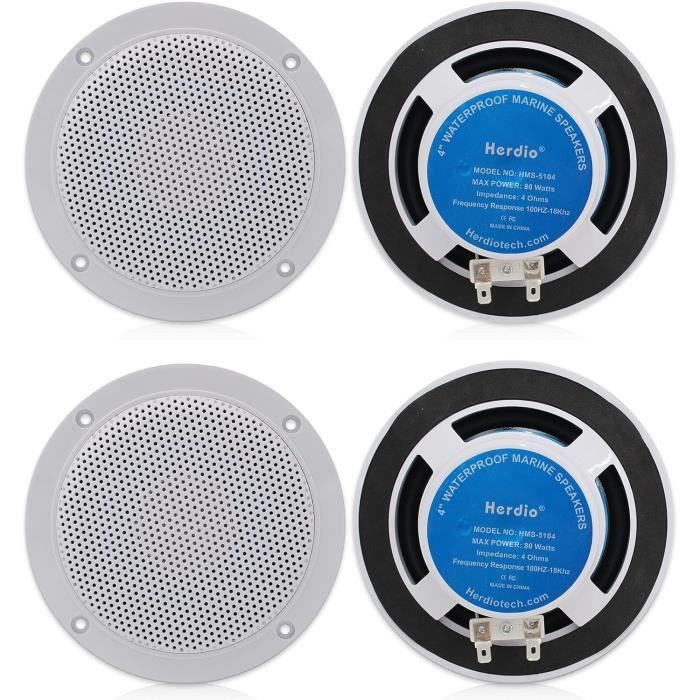 4 Haut-parleurs De Plafond 10,2 Cm (4") 320W Bluetooth - Étanches IP66 - Pour Salle De Bain, Cuisine, Home Cinéma