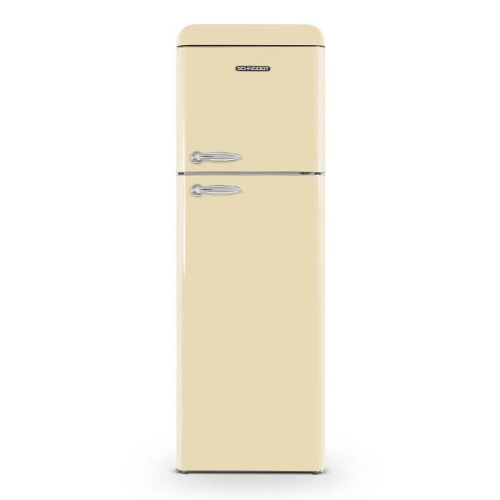 SCHNEIDER SCDD309VCR Réfrigérateur deux portes Vintage 227+75 Froid brassé Clayettes verre Crème