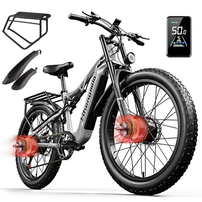 Vélo électrique tout-terrain double moteur 2000W - Shengmilo S600 - Batterie SAMSUNG 17.5Ah - Gris