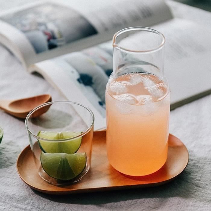 Lot De 2 Carafes à Eau De Chevet 360ml Avec Gobelet - Verre Borosilicate Transparent