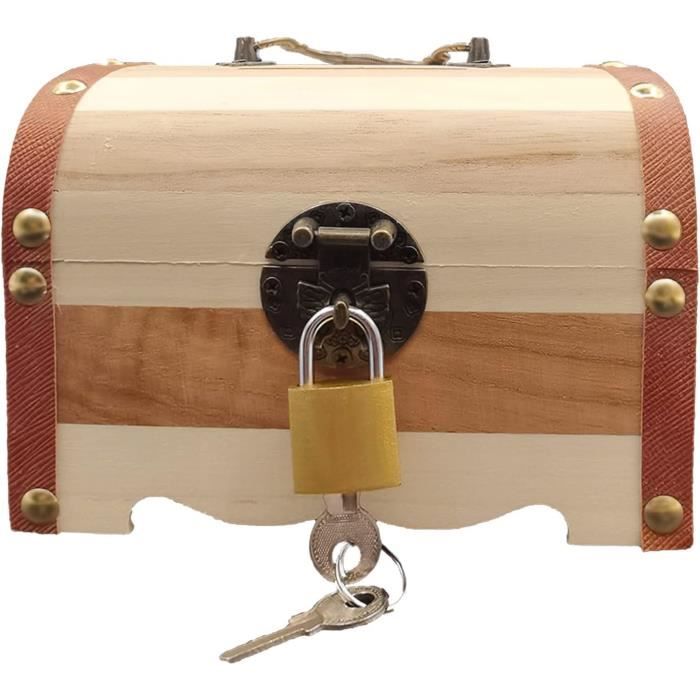 Ajuny Boîte à bijoux en bois fabriquée à la main en forme de coffre au