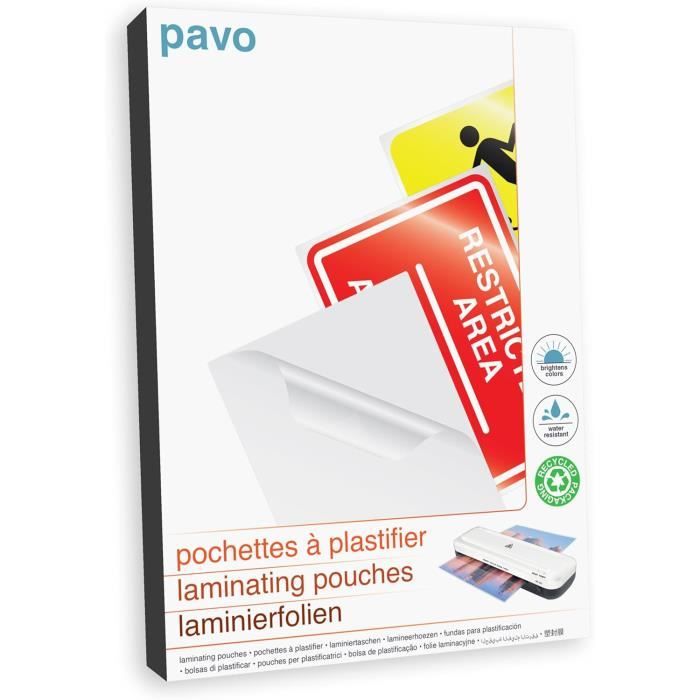 Pochettes De Plastification à Chaud DIN A4 - 80 Microns - Lot De 25 - Transparentes Et Résistantes - 6
