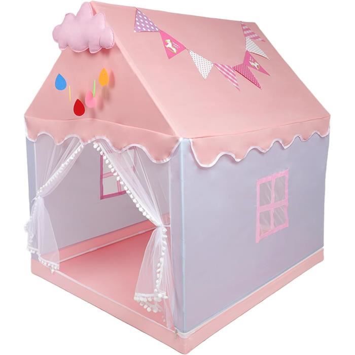 Box Bambini Tente De Jeu Enfant Tiny Land Avec Tapis Et Guirlande - Cabane Intérieur/Extérieur 133x90x136 Cm Tente Playhouse Spacieuse