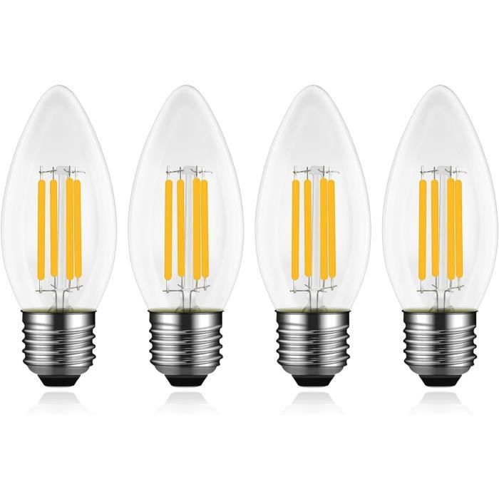 Ampoules E27 Bougie LED 4W, Dimmable, Équivalent IncandescenteHalogène